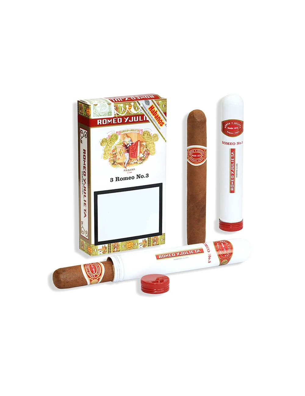 El arte de fumar un habano hecho a manoRomeo Y Julieta No 3 Tubos (×3)
